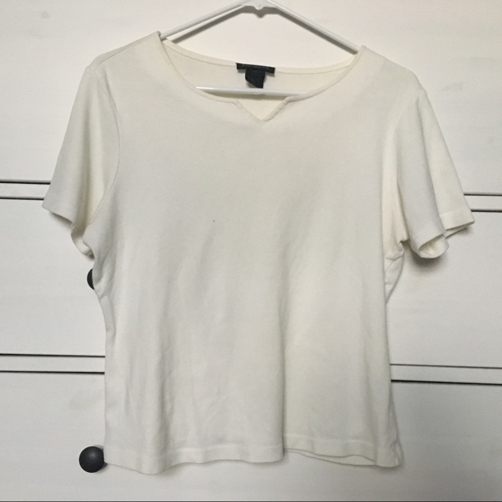 Express Notch Neck Slightly Cropped White T-shirt
